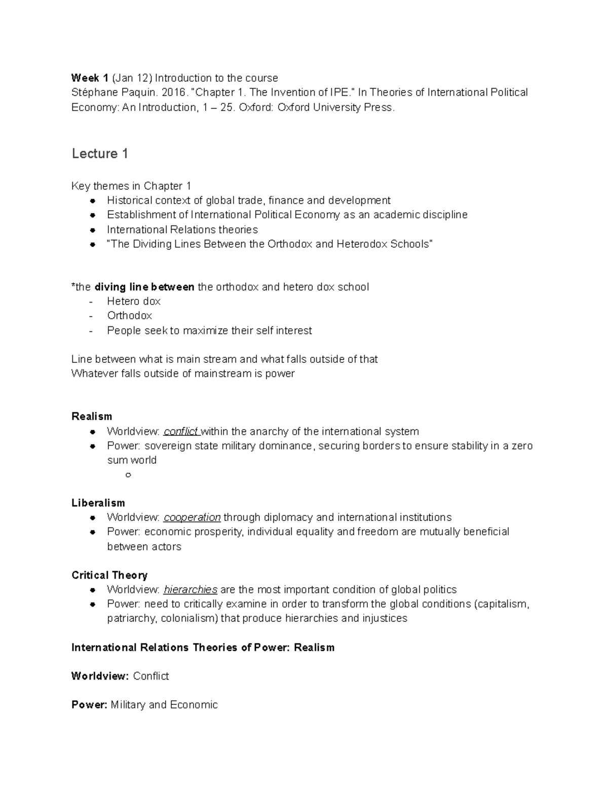 Week 1 - notes - Week 1 (Jan 12) Introduction to the course Stéphane ...