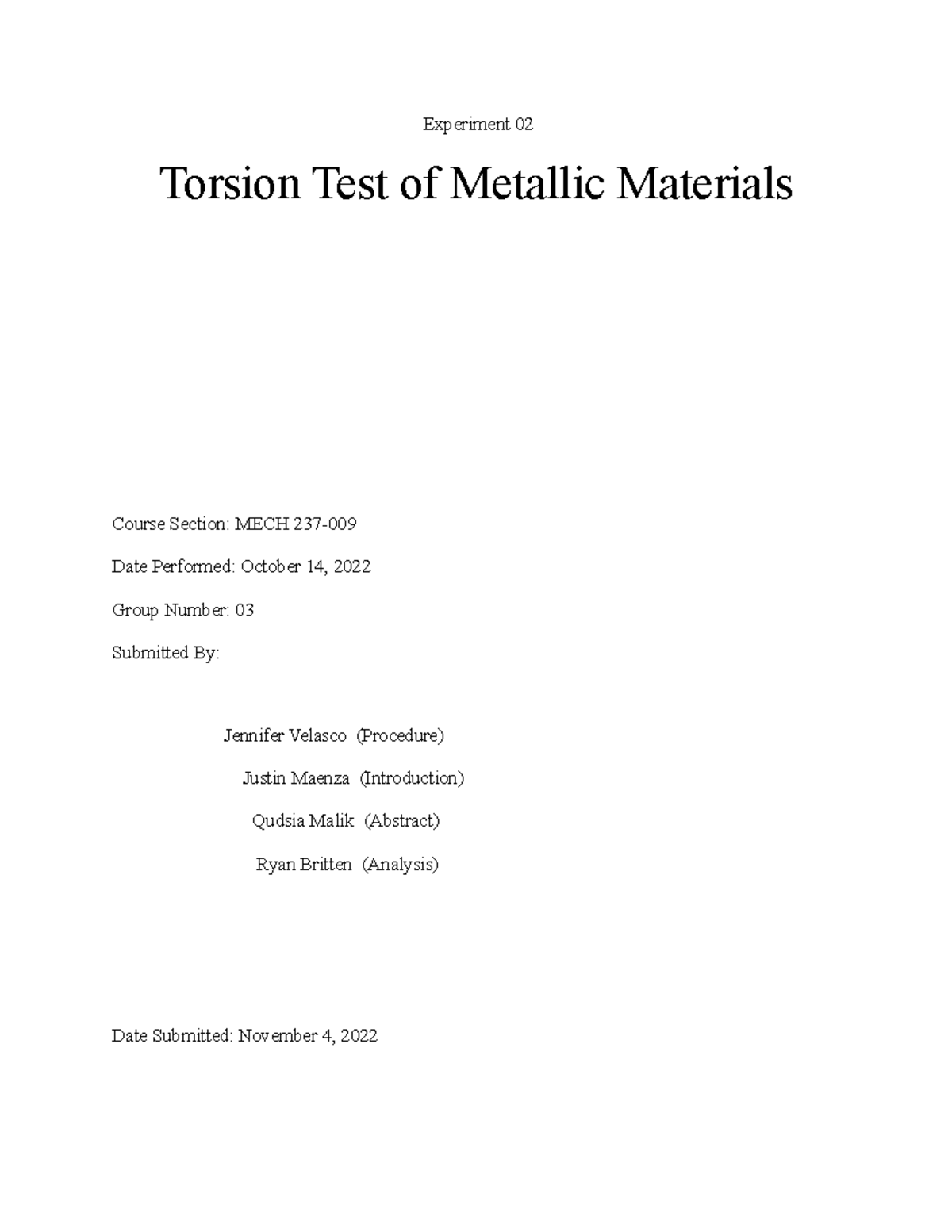 Strength Of Materials Lab Torsion Test Experiment Torsion Test