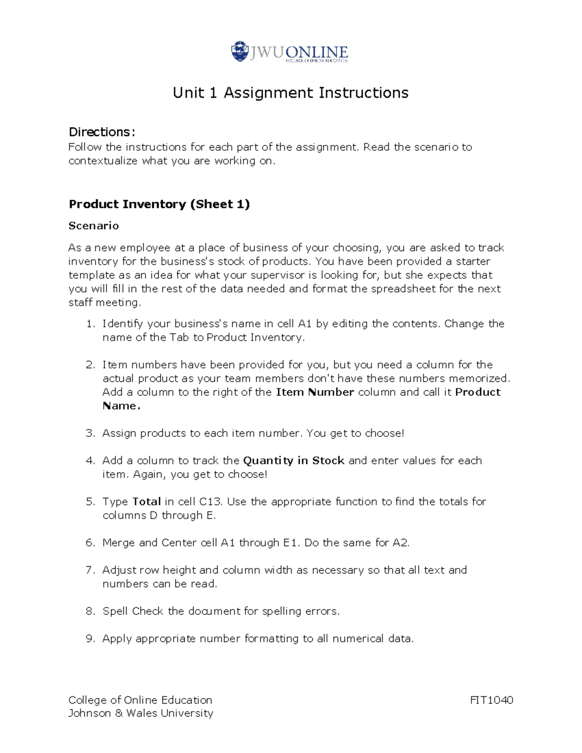 assignment instructions sample