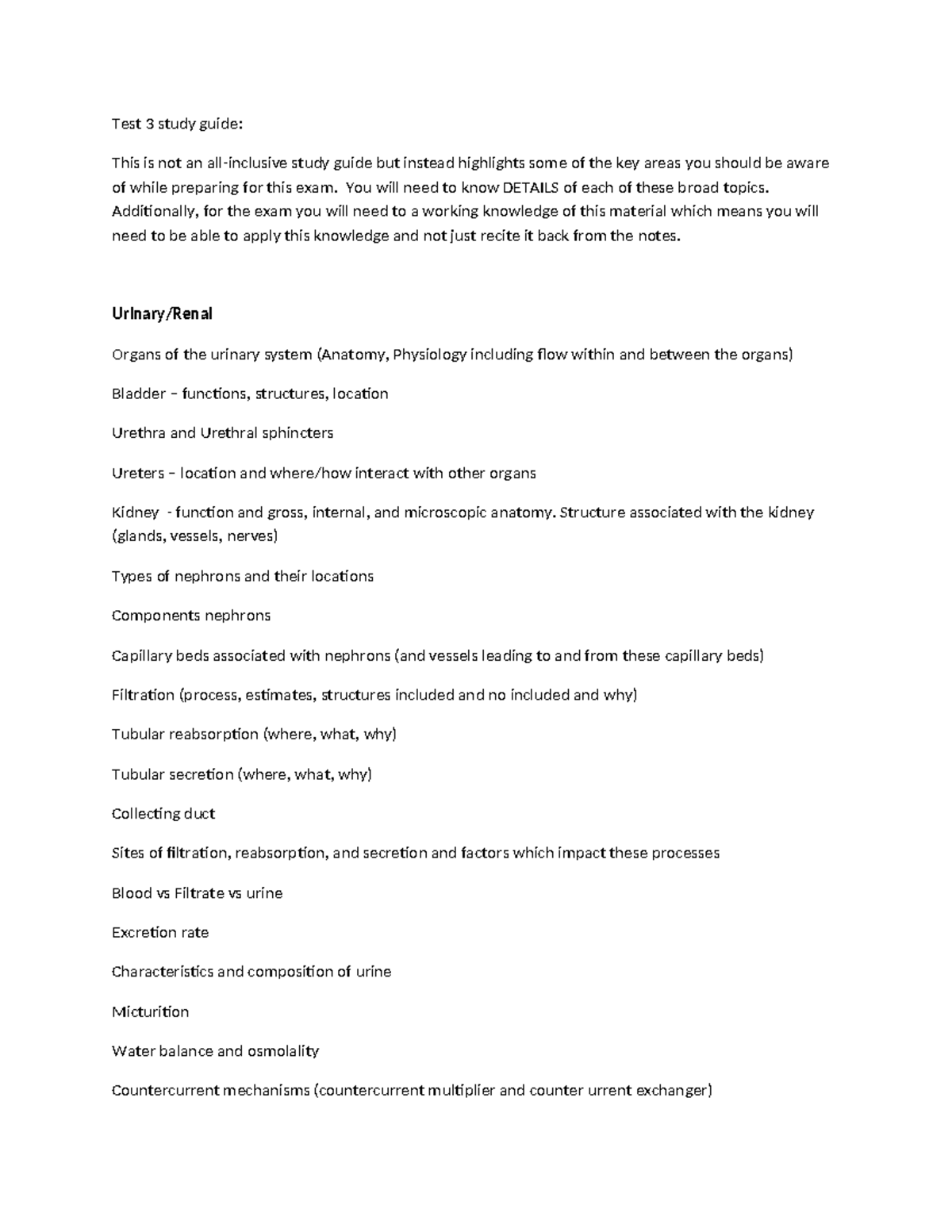 Study+guide+test+3 - Test 3 study guide: This is not an all-inclusive ...