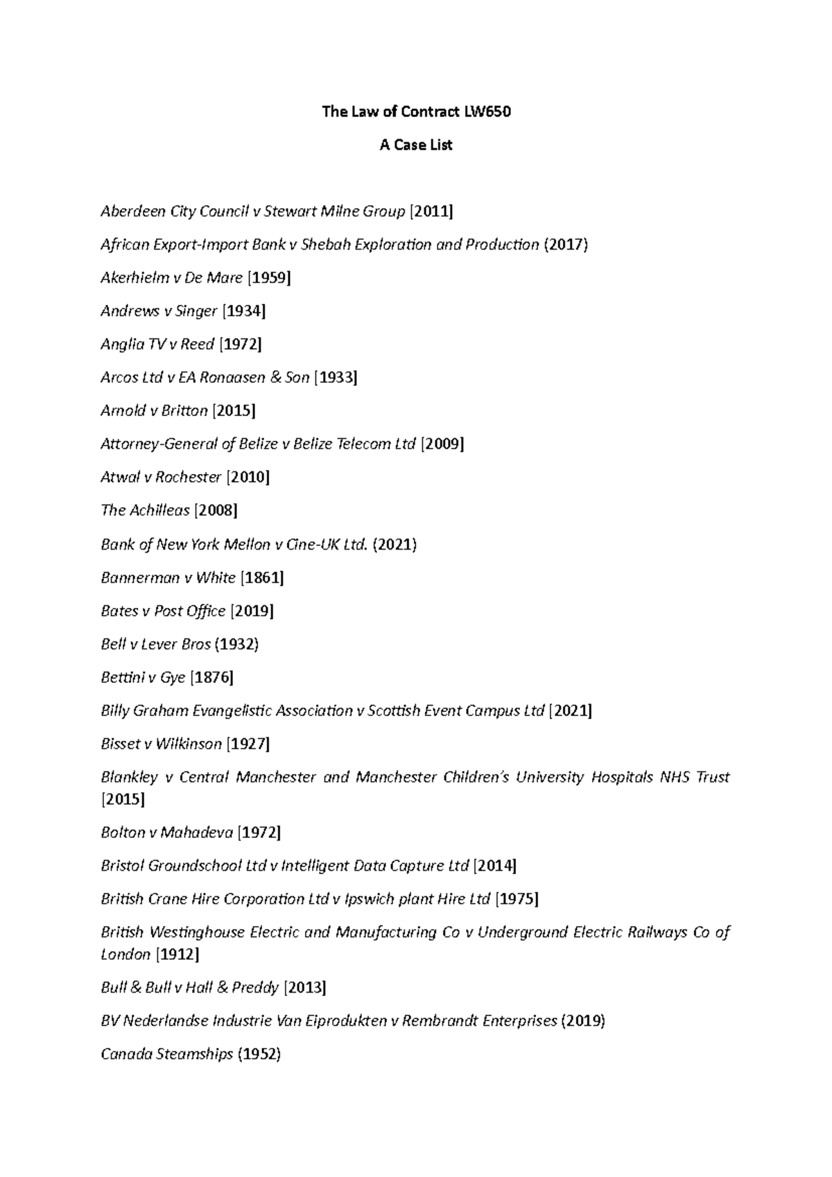 lw650-case-list-case-list-for-exams-the-law-of-contract-lw-a-case