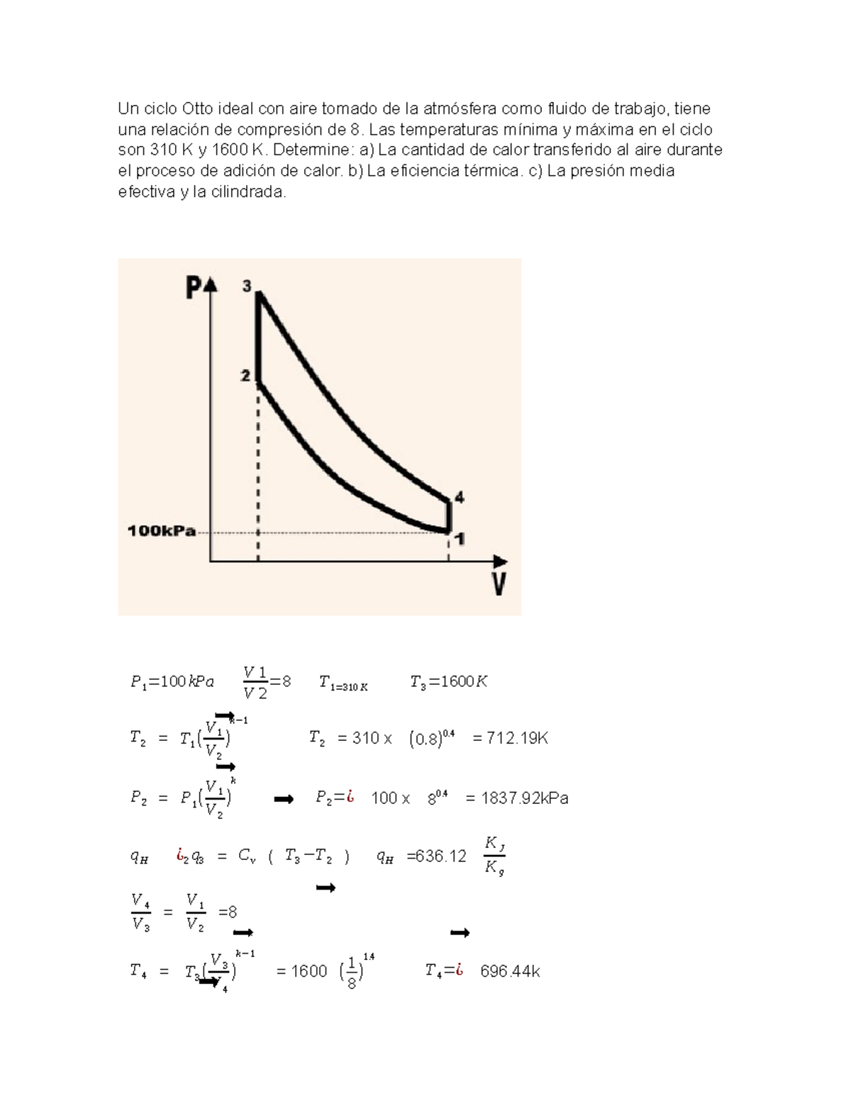 Un Ciclo Otto Ideal - Las Temperaturas Mínima Y Máxima En El Ciclo Son ...