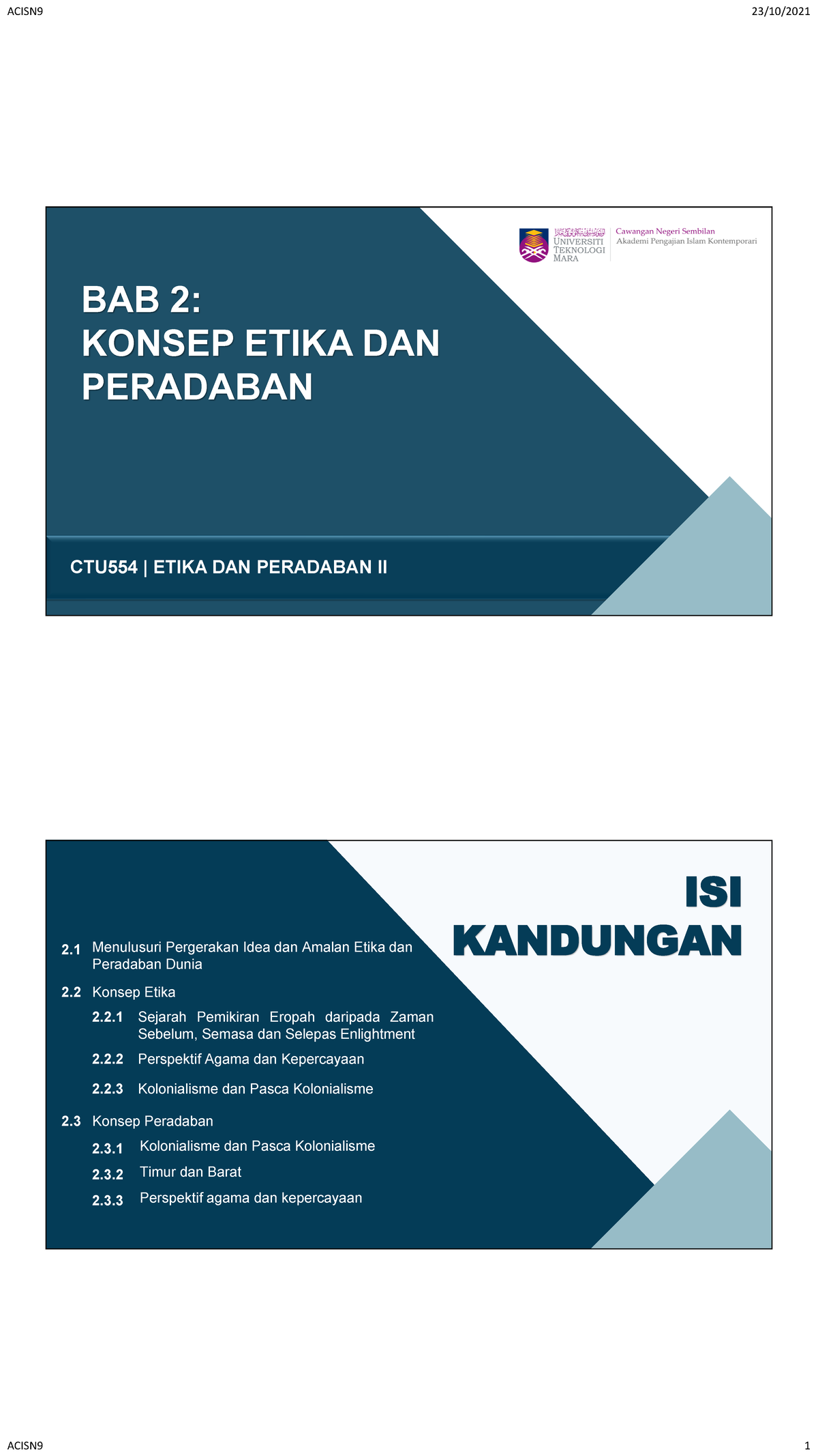 Ctu554 Bab 2 Konsep Etika Dan Peradaban - Values And Civilization II ...