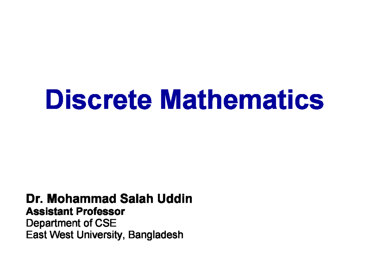 CSE106 MID01 DSU LEC Discrete Mathematics Rome Studocu