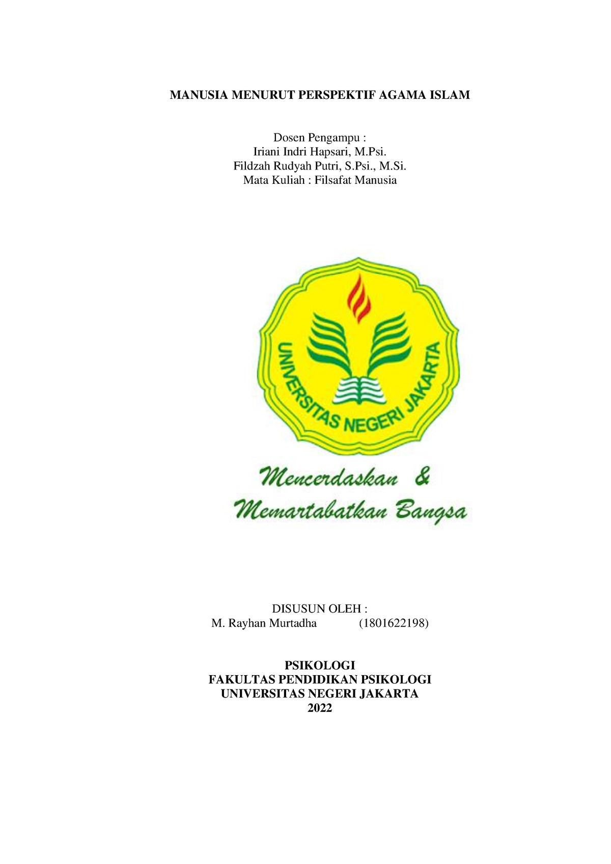 MANUSIA MENURUT PERSPEKTIF AGAMA ISLAM - Fildzah Rudyah Putri, S., M ...