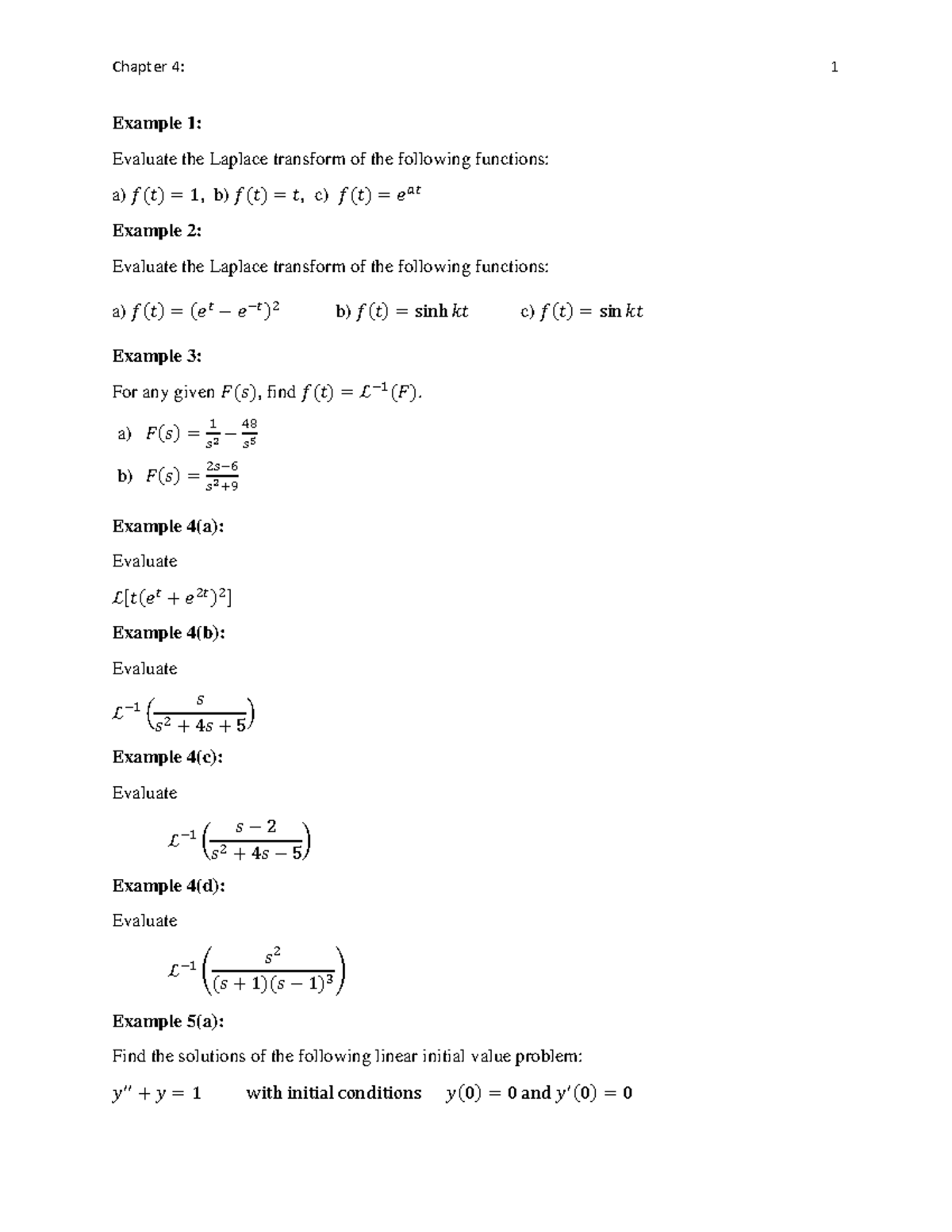 1 - Class Examples-2 - examples fourrier series - Example 1: Evaluate ...