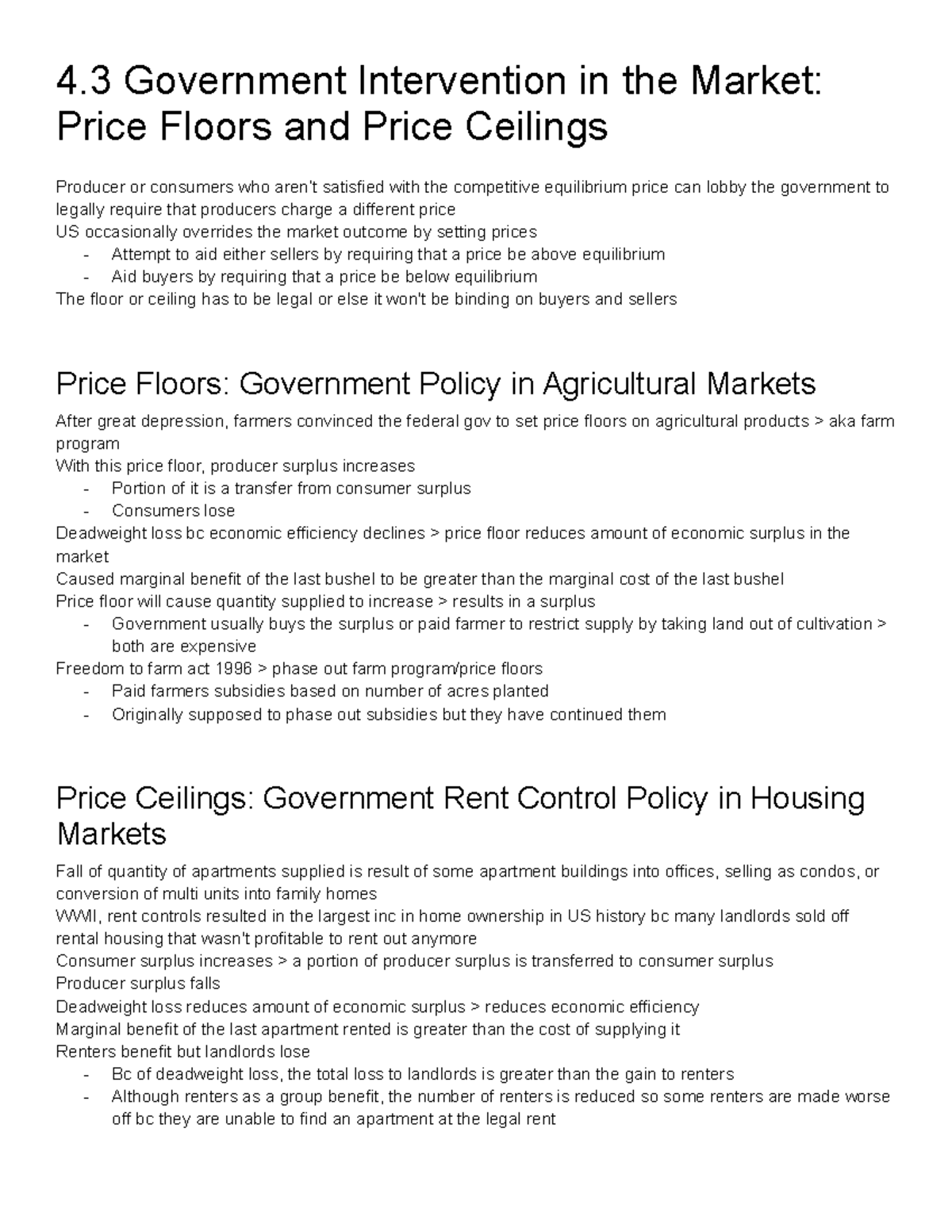 4.3 Government Intervention In The Market Price Floors And Price ...