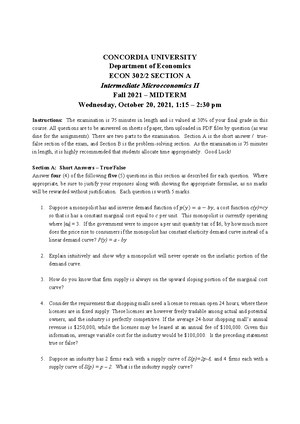 Intermediate Microeconomics II1 Course Description and Assessment - Studocu