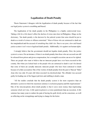 thesis statement about death penalty