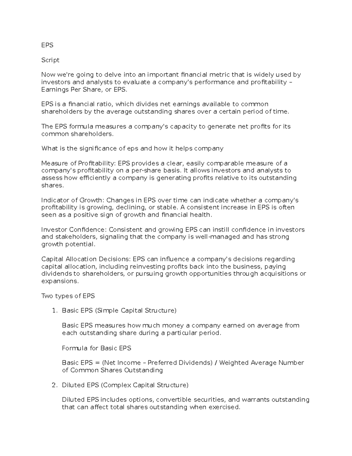 FAR key lecture notes - EPS Script Now we're going to delve into an ...
