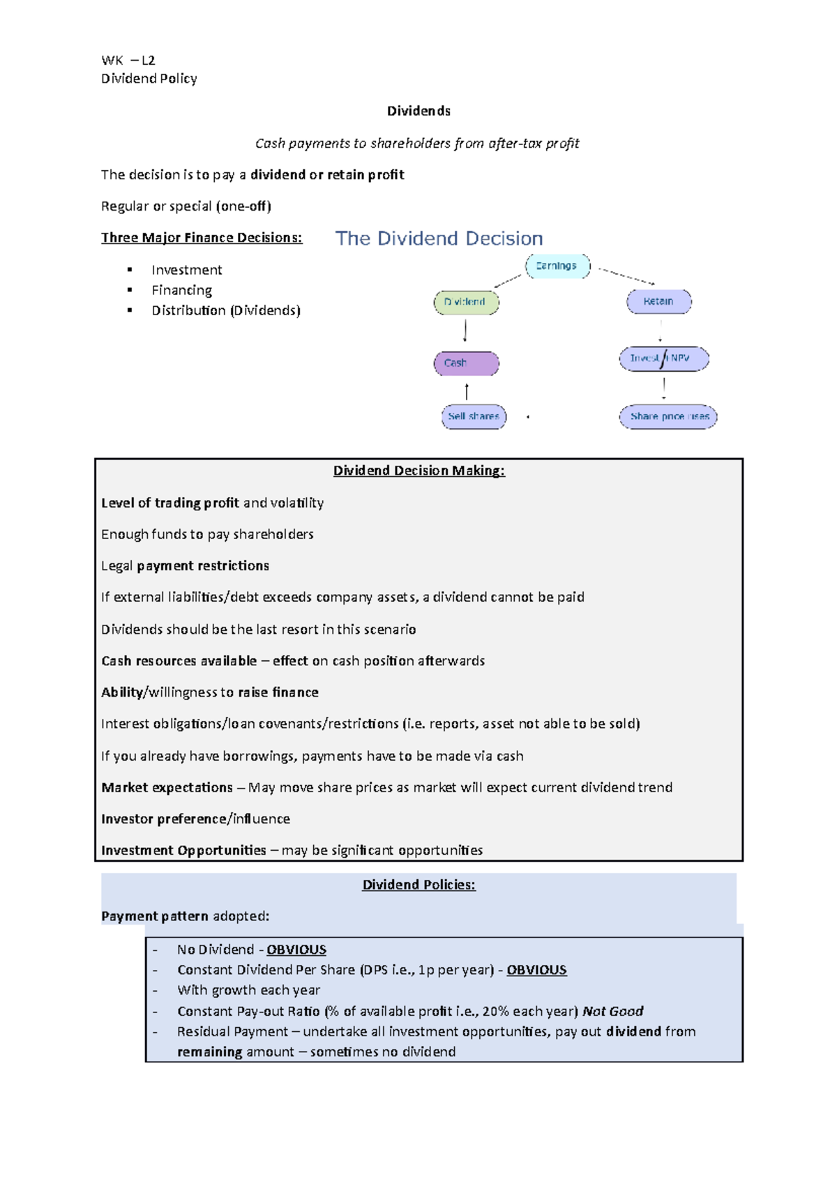Wk 5 a2l2 dividends partial notes from ntu corporate finance
