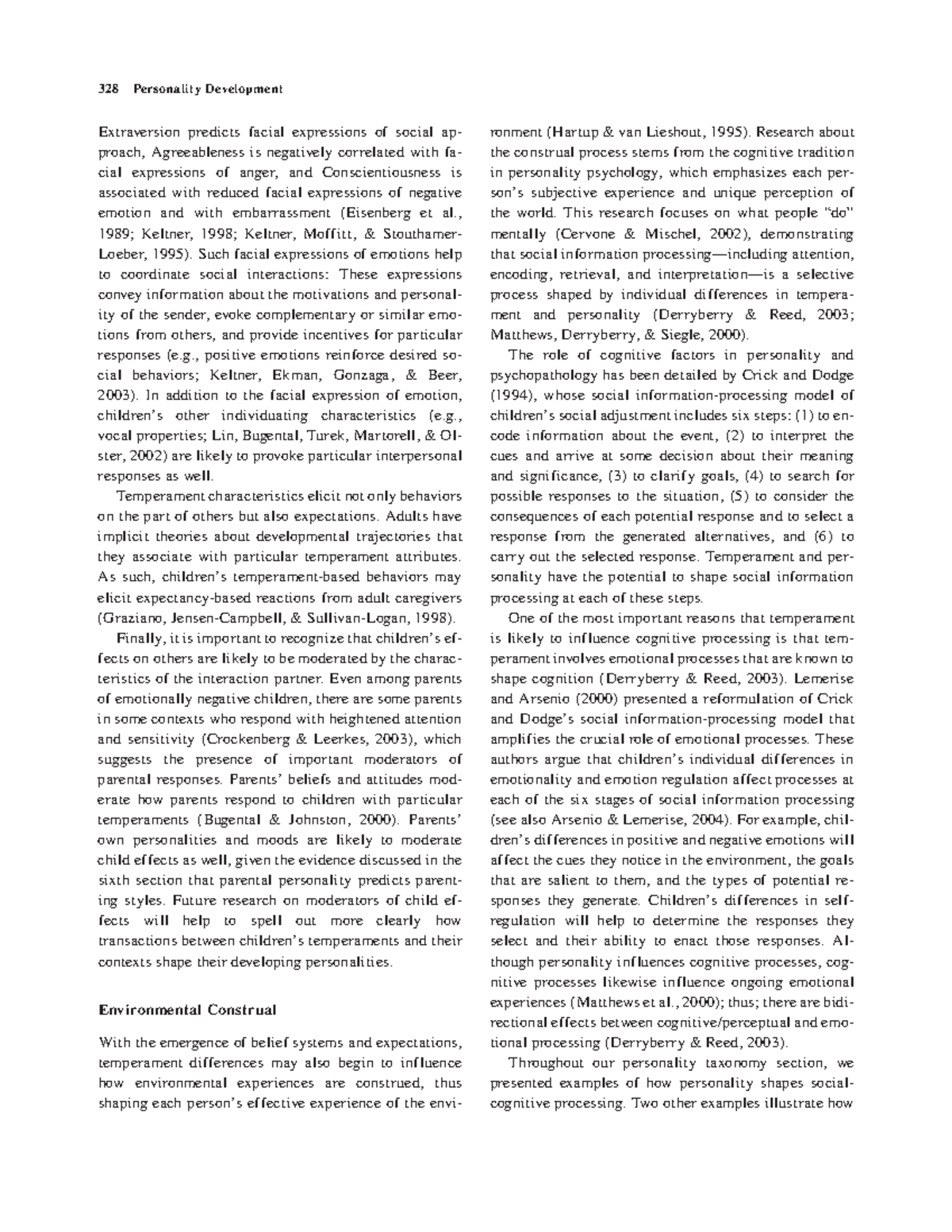 Handbook of Child Psychology, Vol. 3 Social, Emotional, and Personality