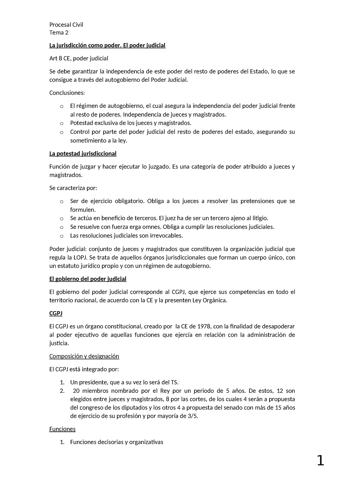 Tema 2 - Resumen Tema 2 Derecho Procesal Civil UMH - 1 Procesal Civil ...