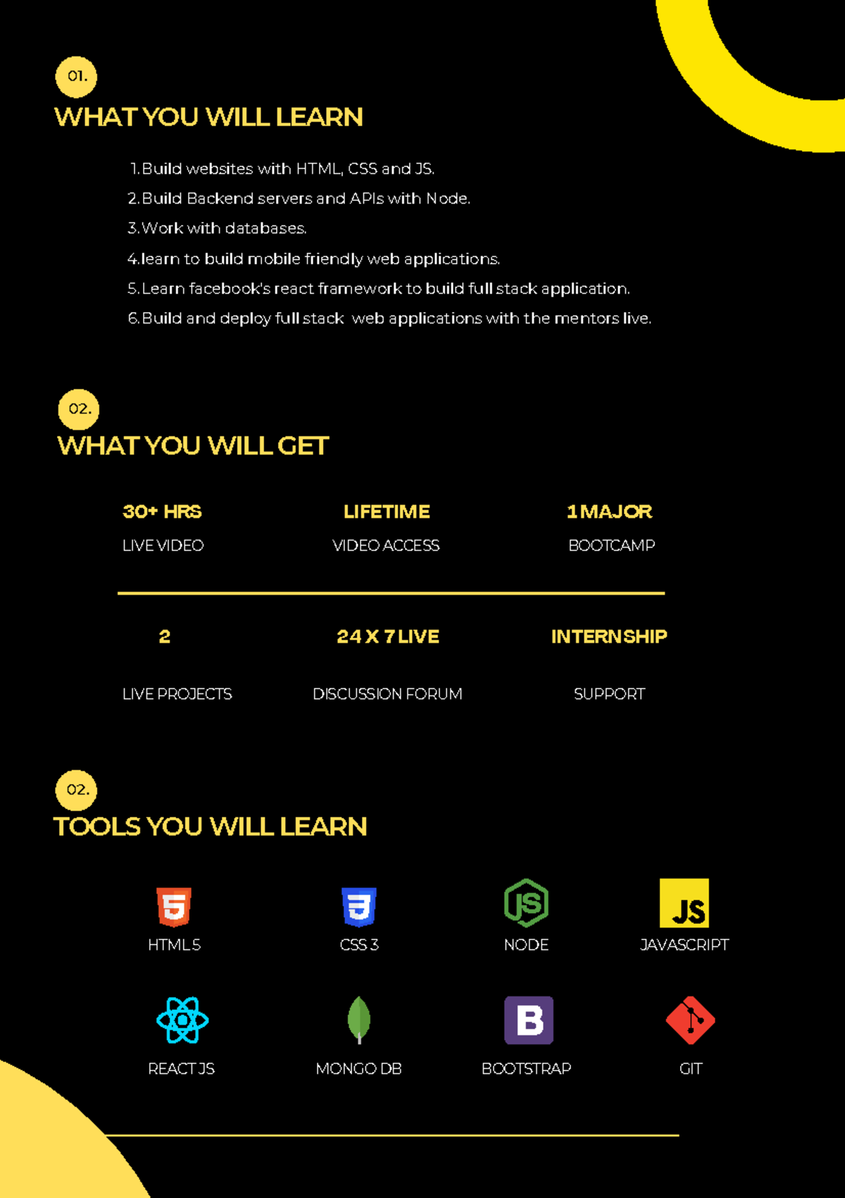 WEB DEV - 02. WHAT YOU WILL LEARN Build websites with HTML, CSS and JS ...
