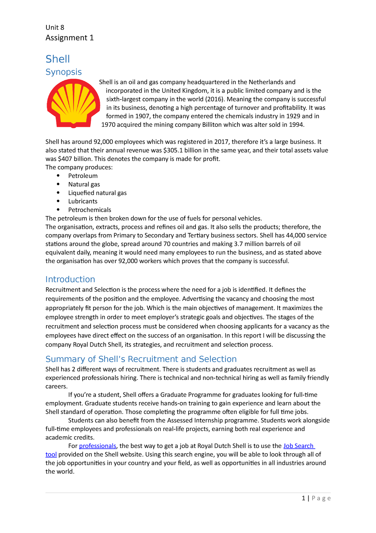 shell recruitment day case study example