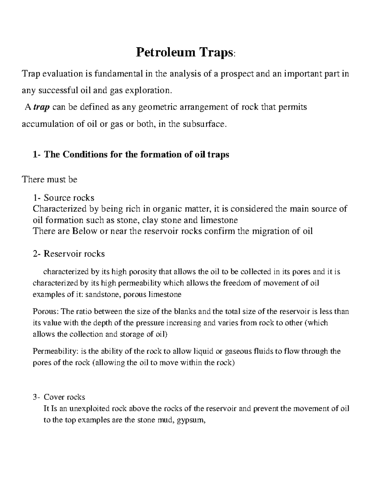 1 Traps - اسس - Petroleum Traps : Trap evaluation is fundamental in the ...
