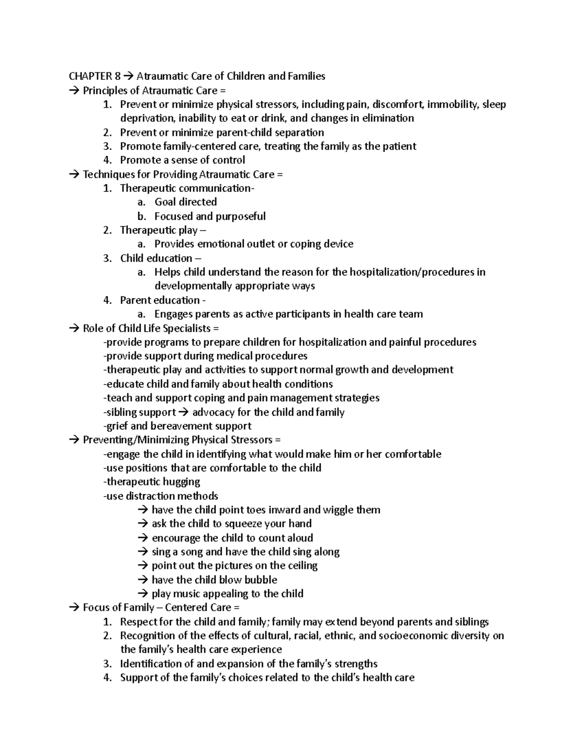 WEEK 2 PEDS - Accurate - CHAPTER 8 Atraumatic Care of Children and ...