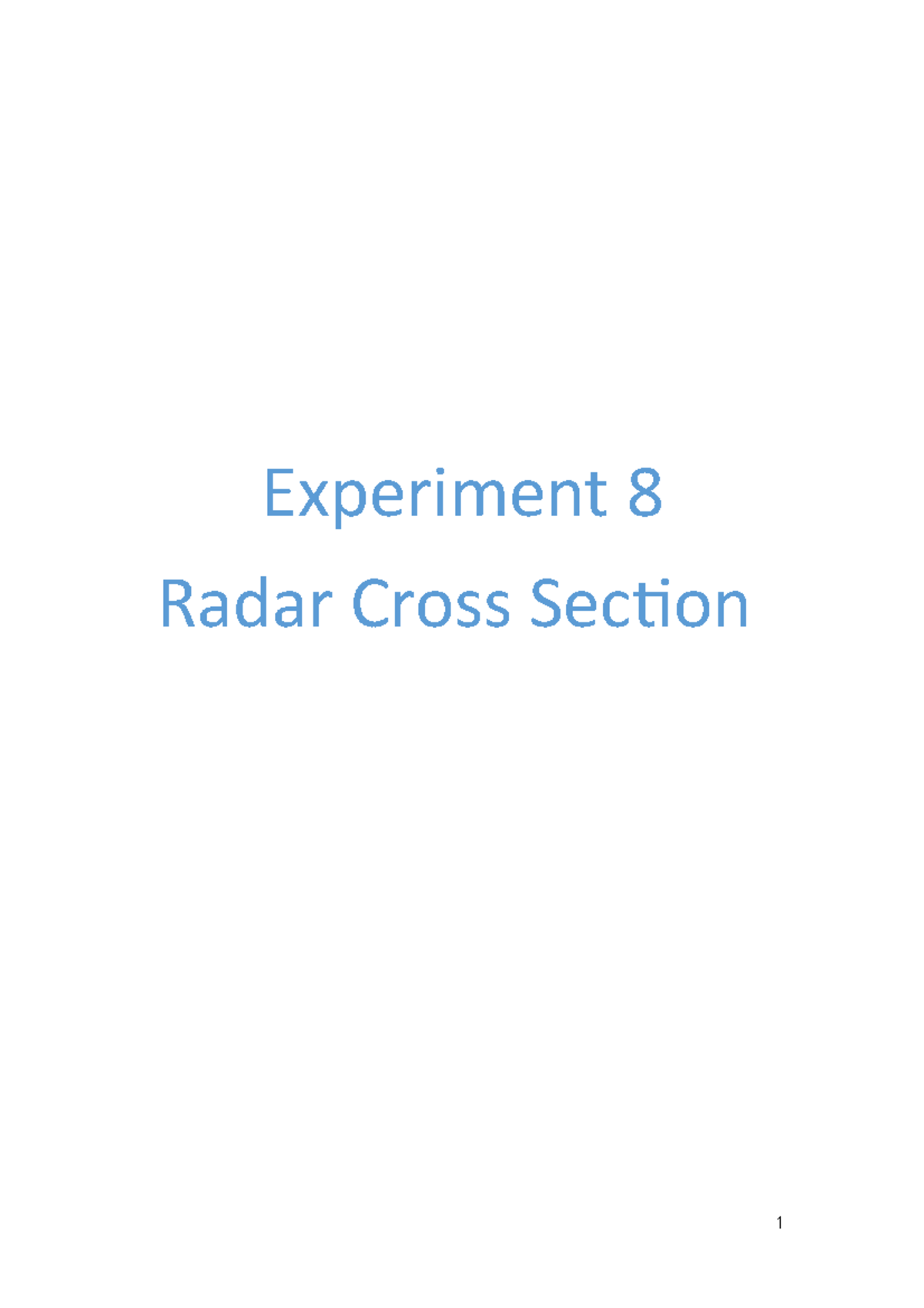 Radar - Copy 678gvdwe - Experiment 8 Radar Cross Section I. Definition ...