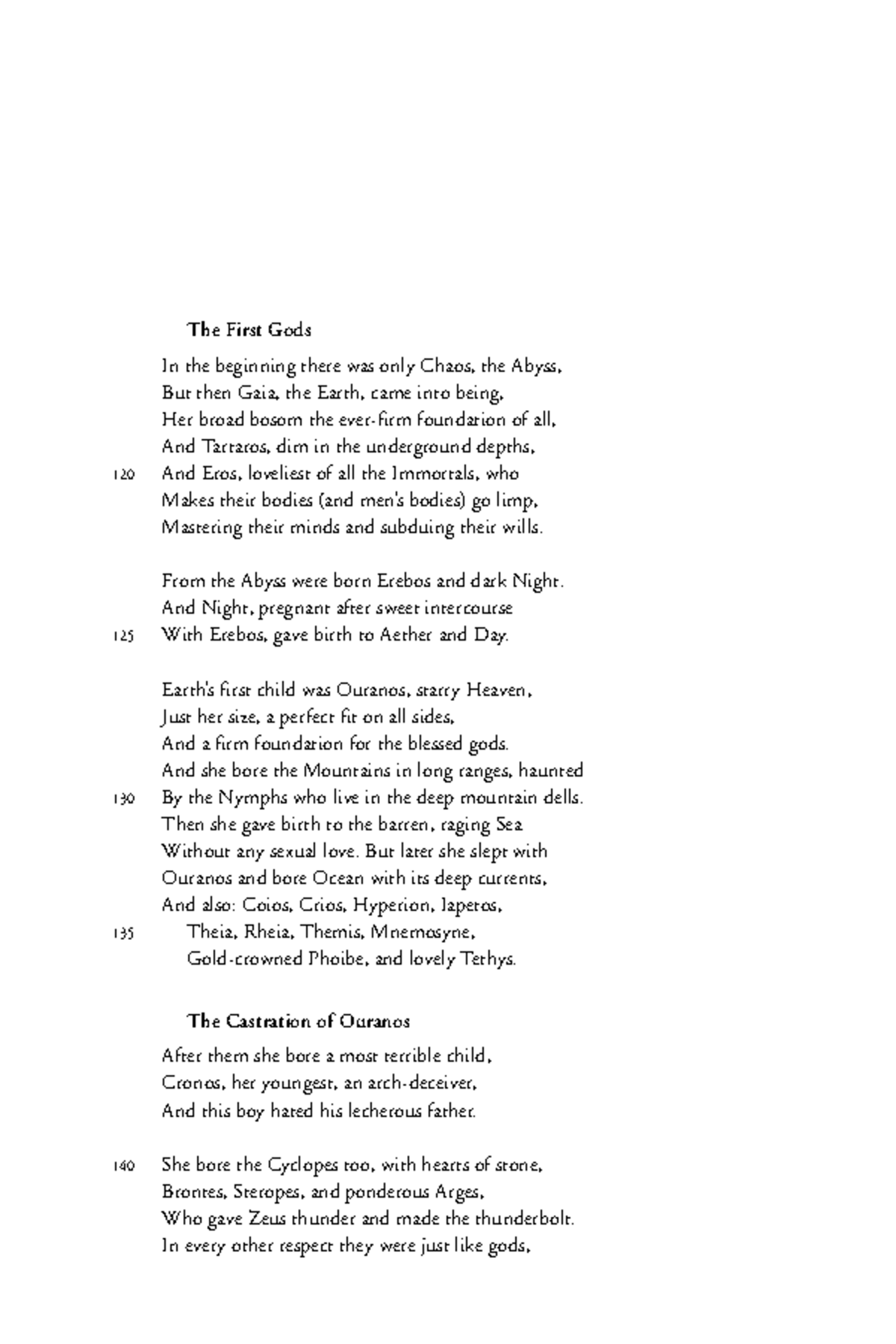 Hesiod's Theogony lines 116-206, 509-620, and 939-941 - The First Gods ...