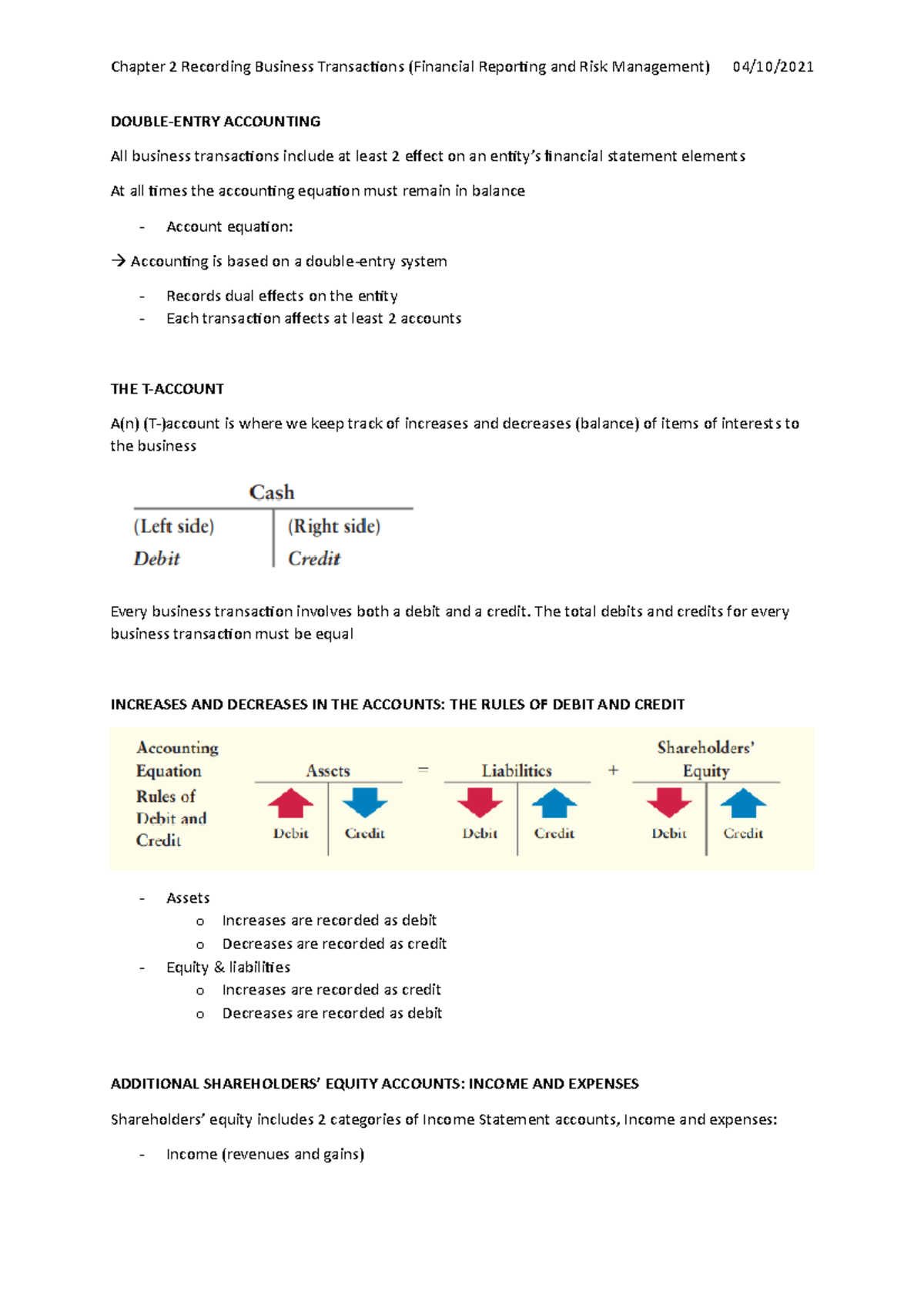 Chapter 2 recording business transactions - DOUBLE-ENTRY ACCOUNTING All ...