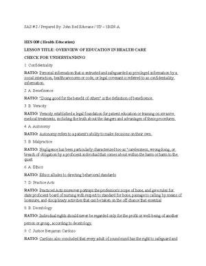 Hes 008 Sas 3 - Activity - SAS # 3 / Prepared By: John Red Eduvane / UP ...