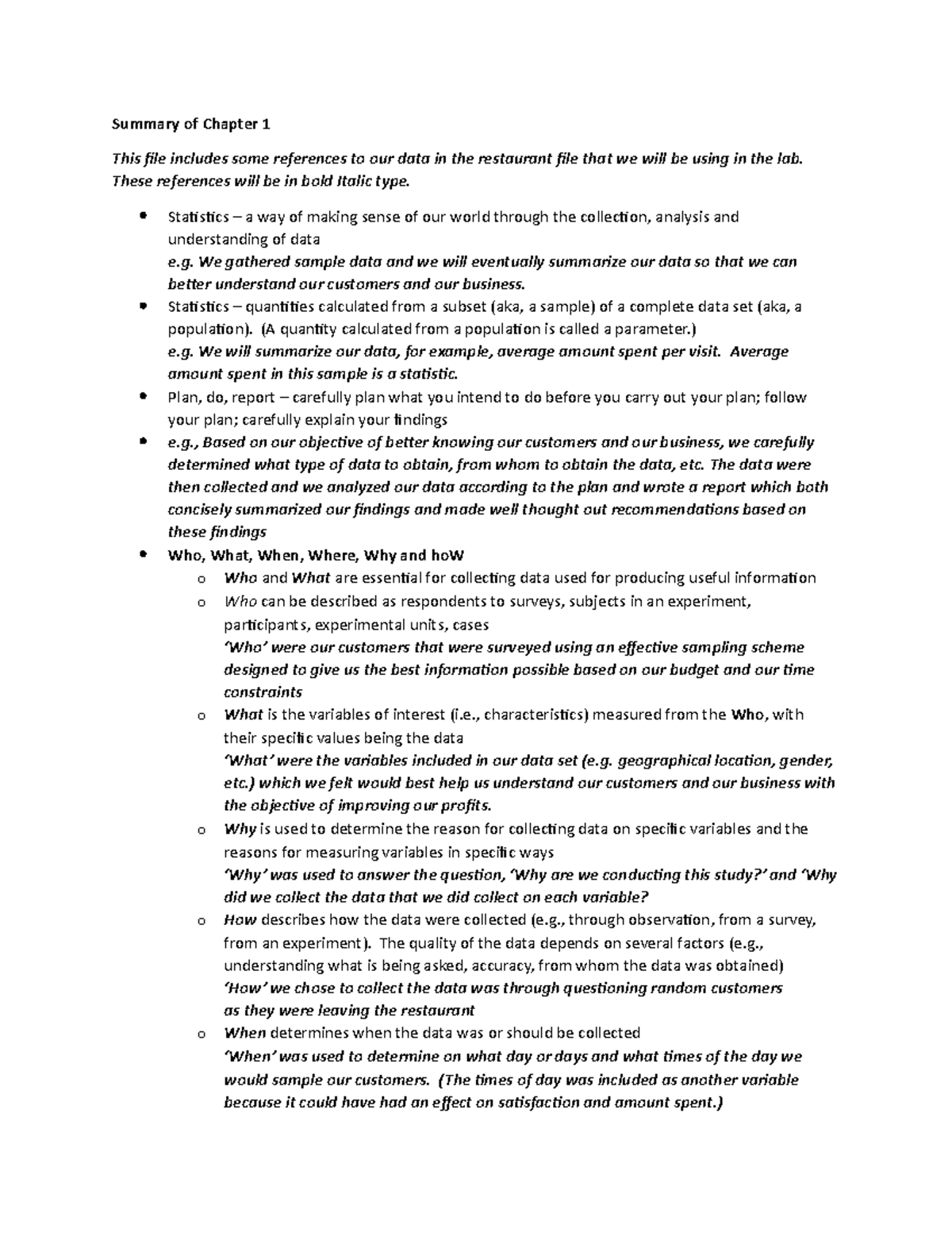 1000Ch1Summary - Lecture notes 1-10 - Summary of Chapter 1 This file ...