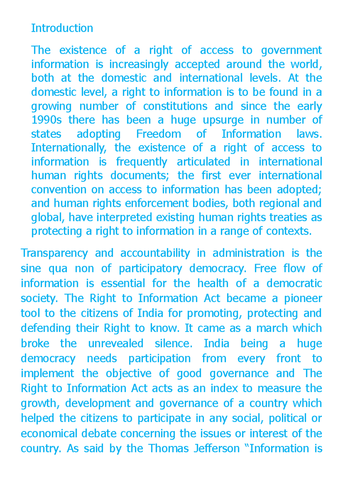 rti-asssignment-rti-introduction-the-existence-of-a-right-of-access