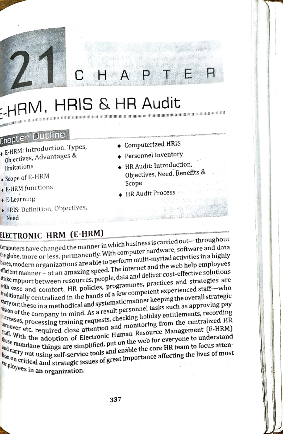 E-HRM - Notes on E hrm - 21 CH A P TE R HRM, HRIS & HR Audit Chapter ...