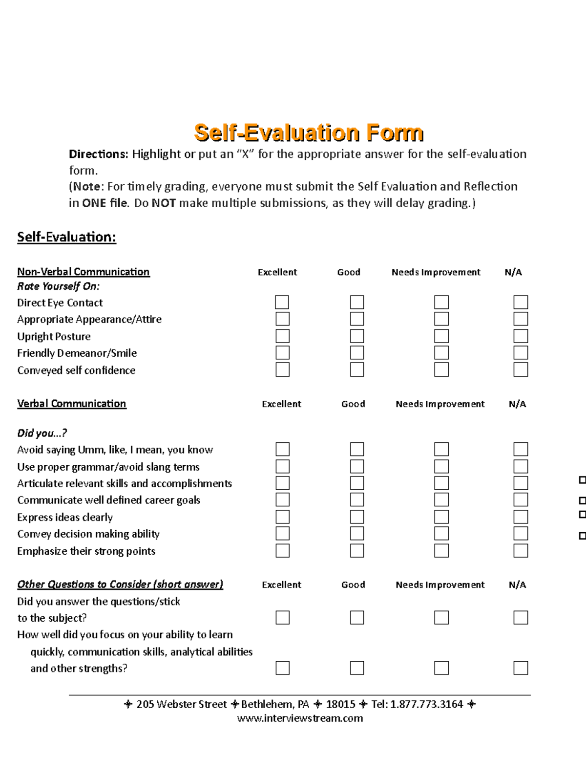 Combined eval and reflection interview - Self-Evaluation FormSelf ...