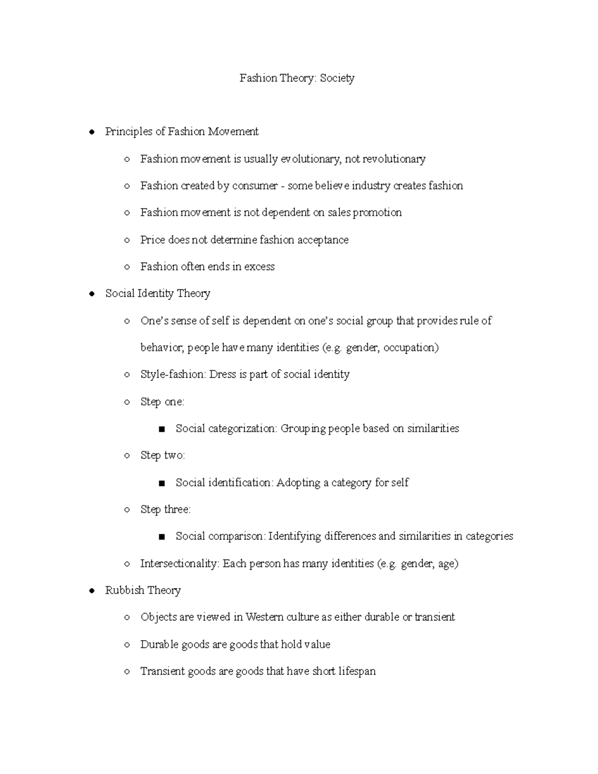 Fashion Theory Society Fashion Theory Society Principles of Fashion