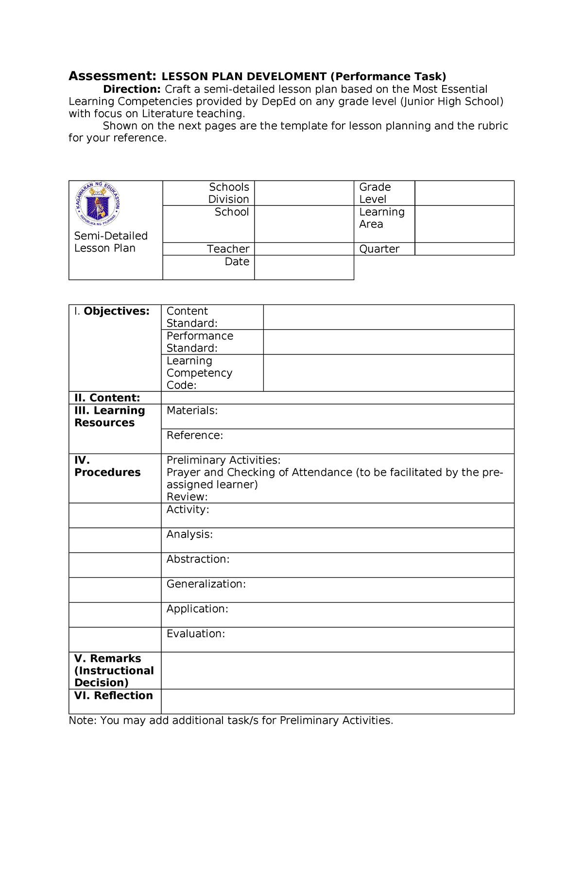 LP- Lesson-8 - Lesson Plan in English - Assessment: LESSON PLAN ...