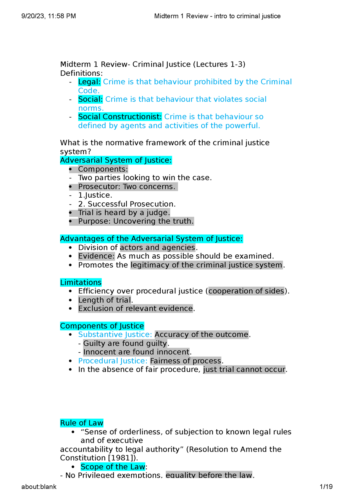 Midterm 1 Review - Intro To Criminal Justice - Midterm 1 Review ...