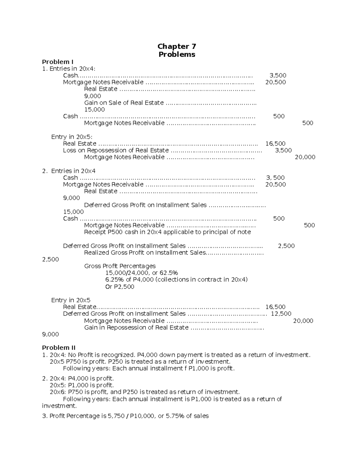 Advanced Accounting Part 1 Dayag 2015 Chapter 7 Chapter 7 Problems Advanced Accounting Part 1 Dayag 2015 Chapter 7 Chapter 7 Problems
