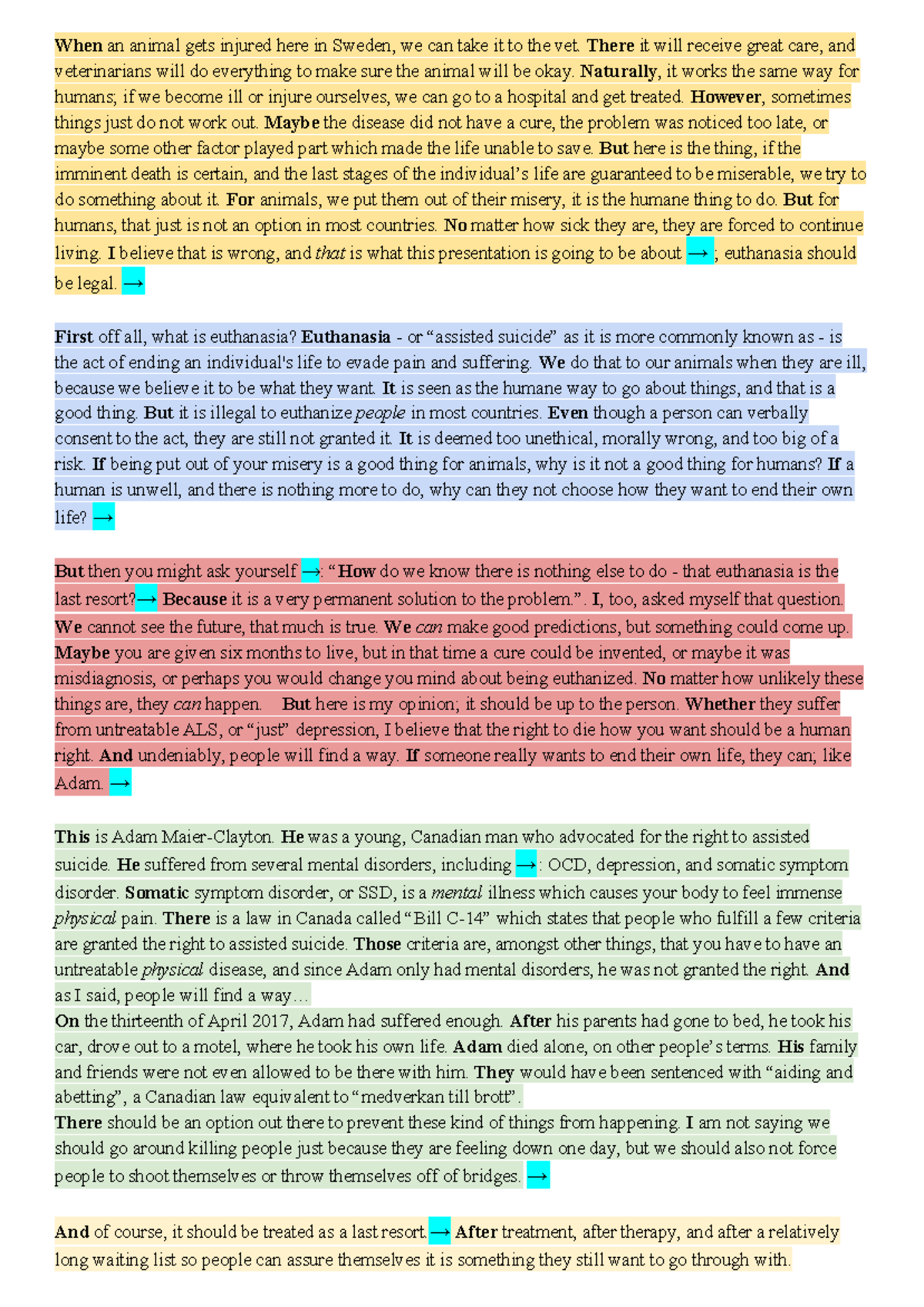 Eng 6, Script - Euthanasia should be legal - When an animal gets ...