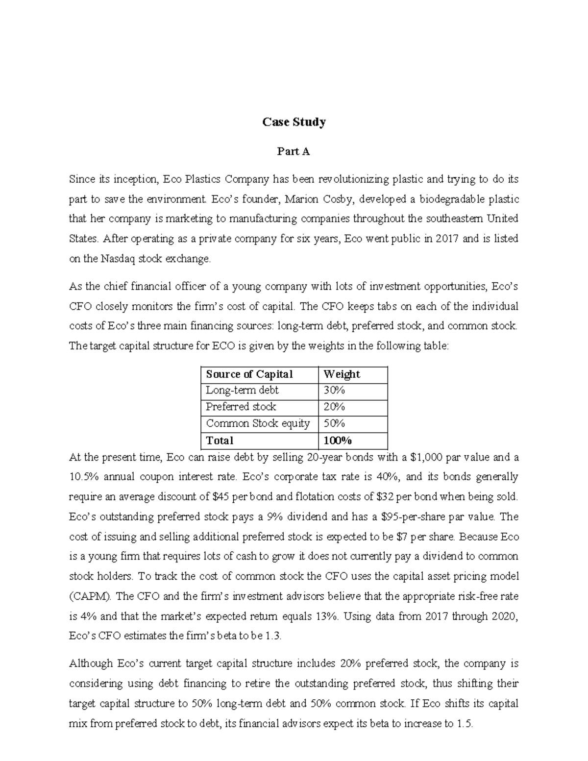 eco plastic company case study solution