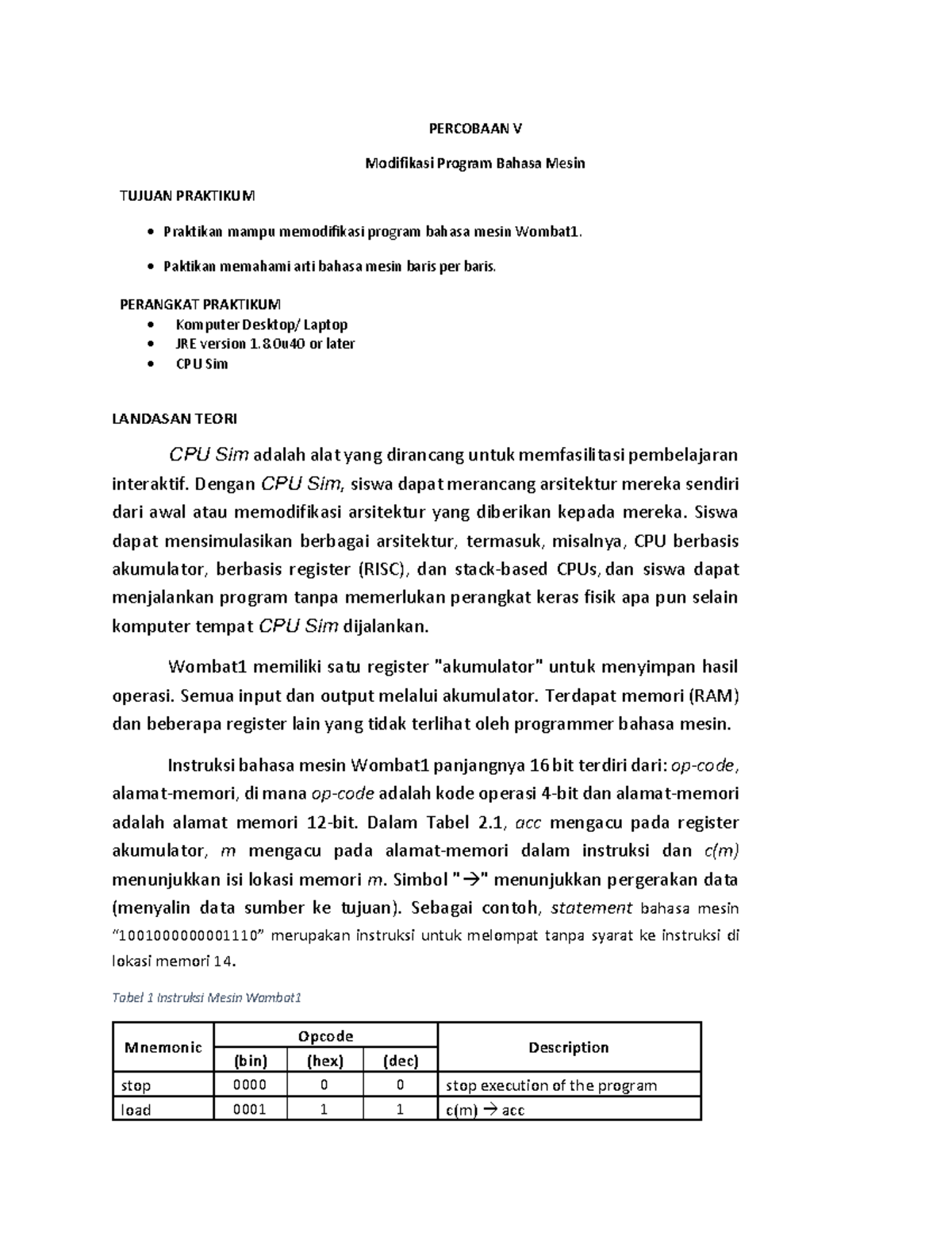 Modul 5 - Modifikasi Program Bahasa Mesin - PERCOBAAN V Modifikasi ...