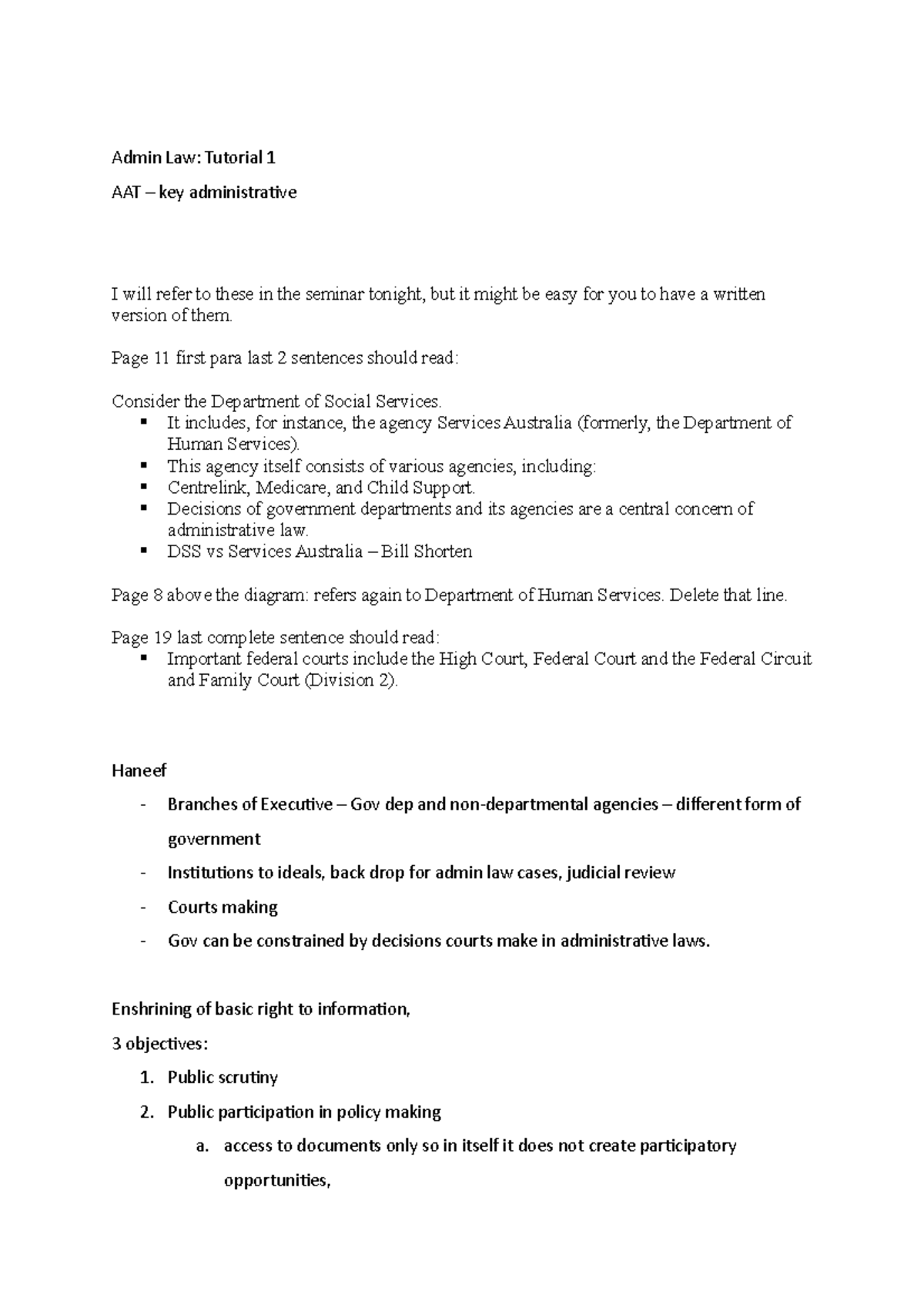 Tutorial 1 Admin Law Studocu Admin Law Tutorial 1 Aat Key