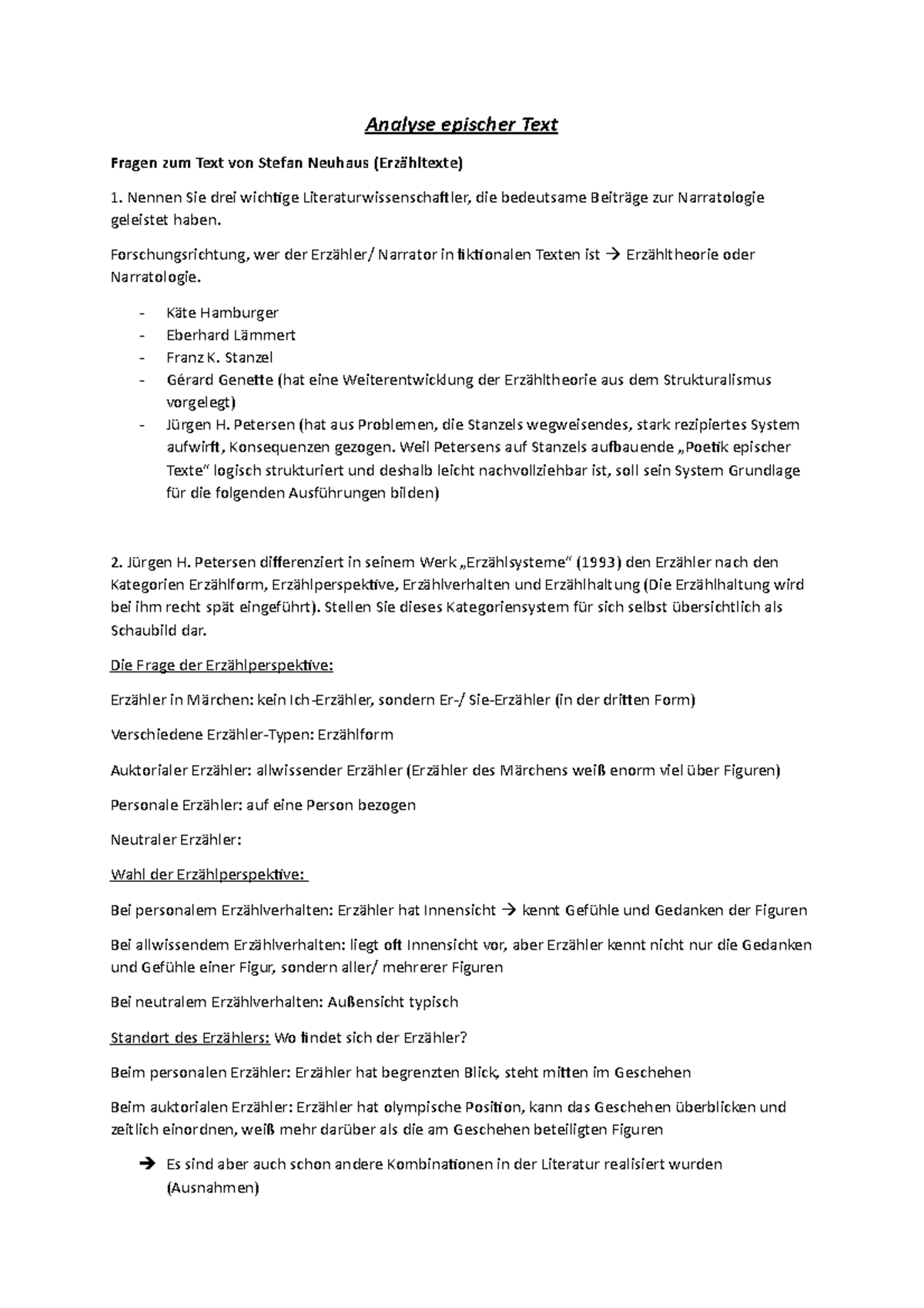 Was Ist Ein Epischer Text Analyse epischer Texte - Analyse epischer Text Fragen zum Text von