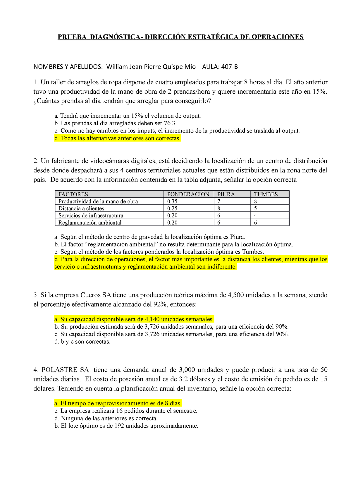 Sesi N Prueba De Entrada Prueba Diagn Stica Direcci N