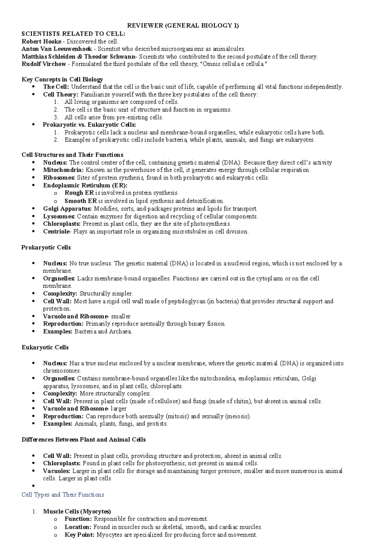 Notes- GEN BIO 1 - REVIEWER (GENERAL BIOLOGY 1) SCIENTISTS RELATED TO ...