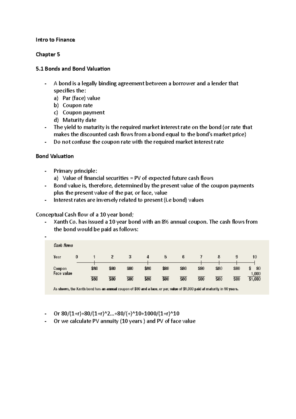 Chapter 5 - Intro to Finance Chapter 5 5 Bonds and Bond Valuaion - A ...