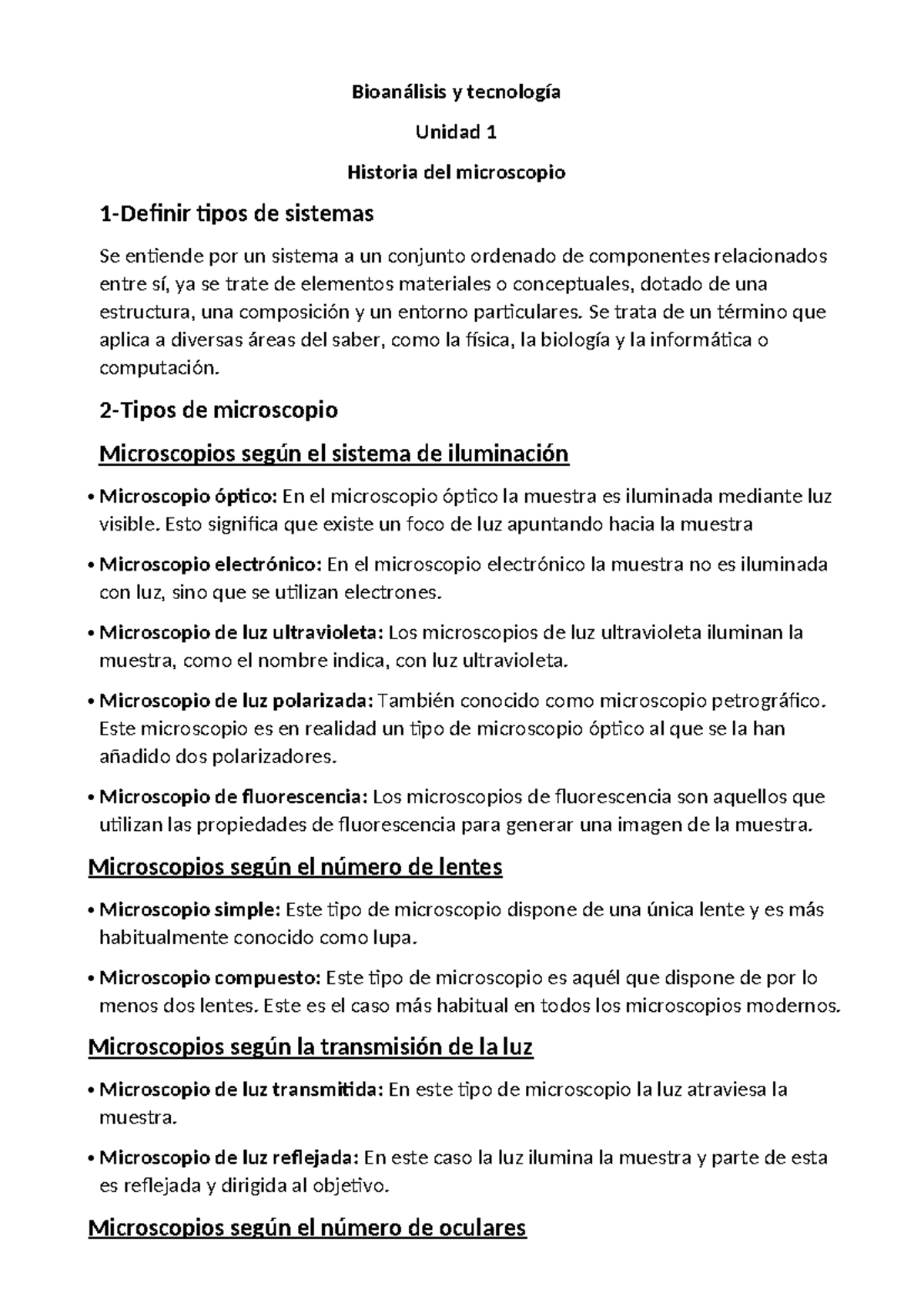 Bioanálisis y tecnología unidad 1 - Bioanálisis y tecnología Unidad 1 ...