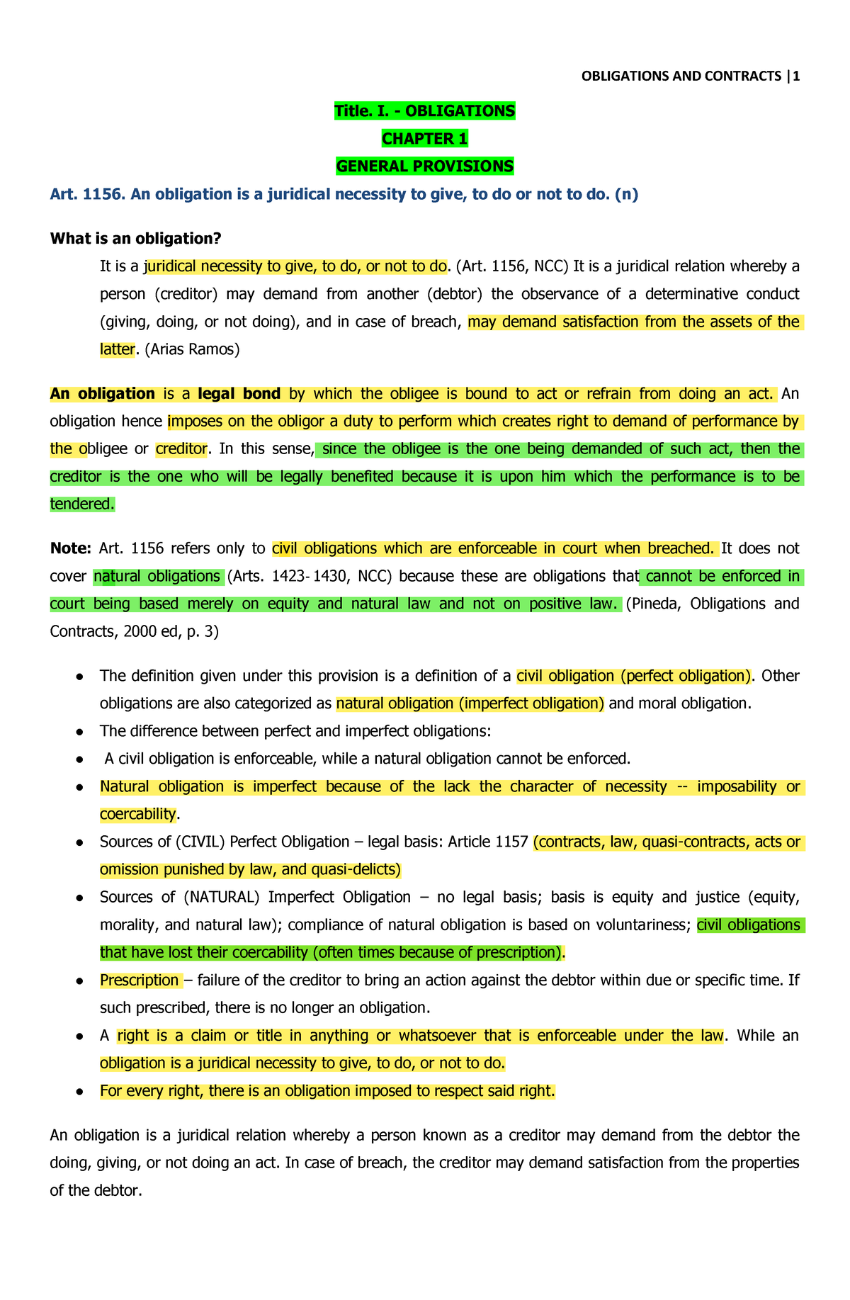 Oblicon MT Finals Reviewer - Title. I. - OBLIGATIONS CHAPTER 1 GENERAL ...