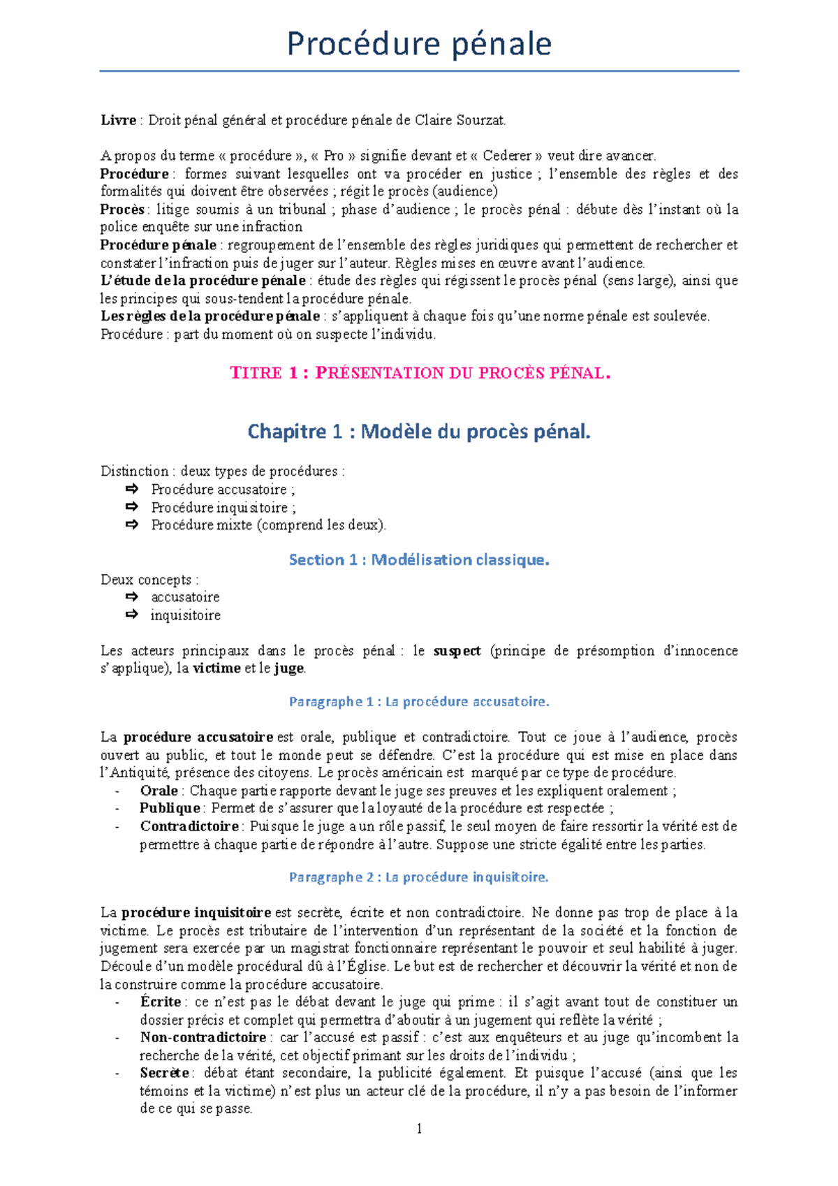 Procédure-pénale - Procédure pénale Livre : Droit pénal général et ...