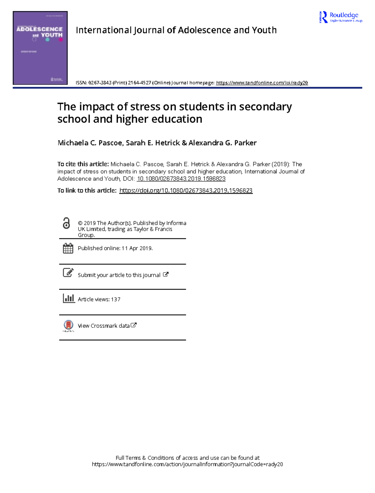 The impact of stress on students in secondary school and higher - Full ...