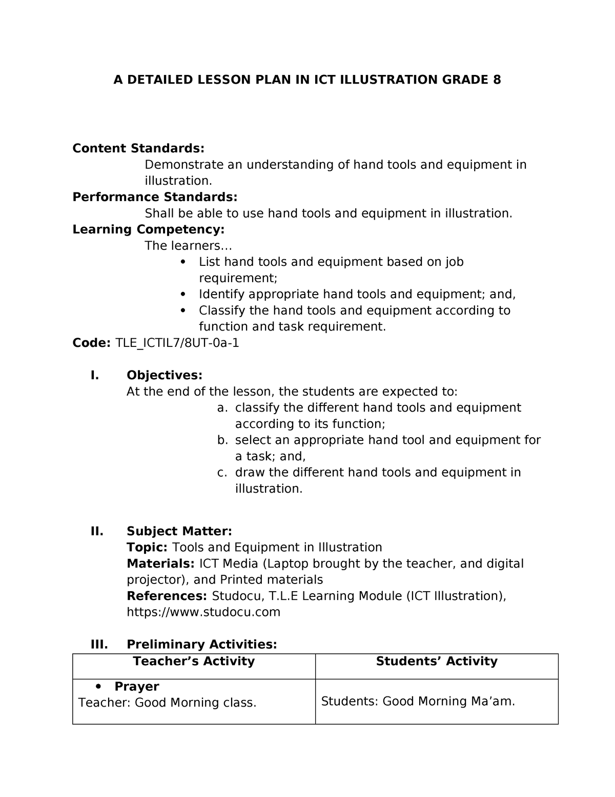 A Detailed Lesson PLAN IN ICT Illustration Grade 8 - A DETAILED LESSON ...