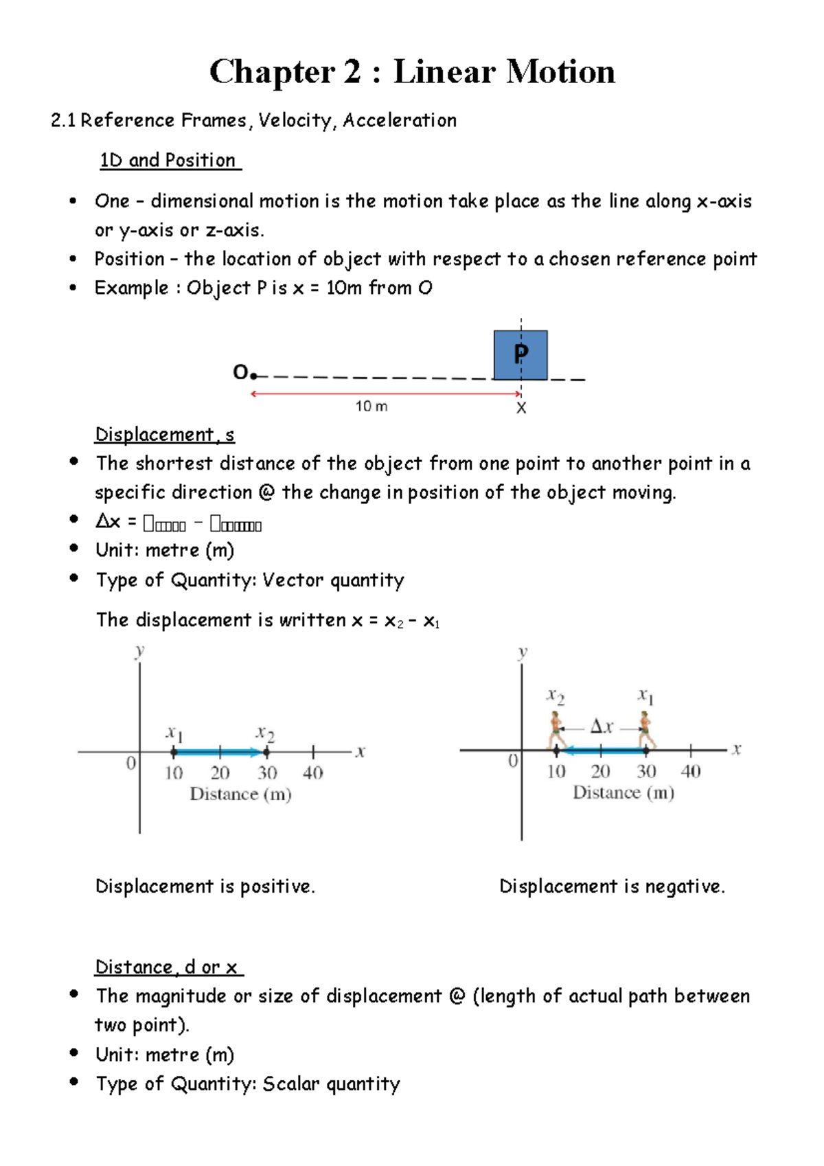 Chapter 2 note - Chapter 2 : Linear Motion 2 Reference Frames, Velocity ...