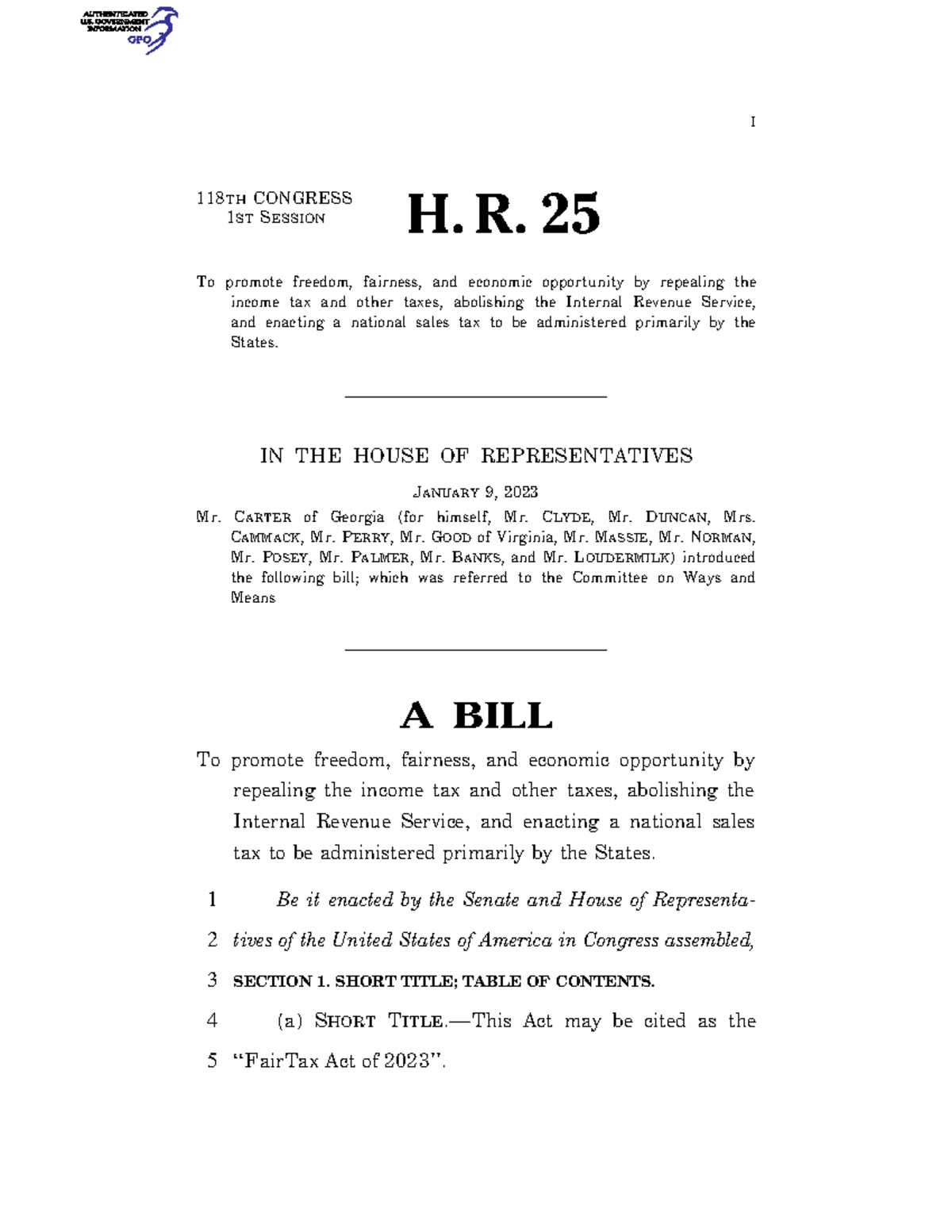 Bills-118hr25ih - Bills-118hr25ih - I 118 TH CONGRESS 1 ST SESSION H. R ...