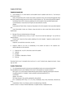 Soap (subjective, objective, assessment, and plan) notes template ...