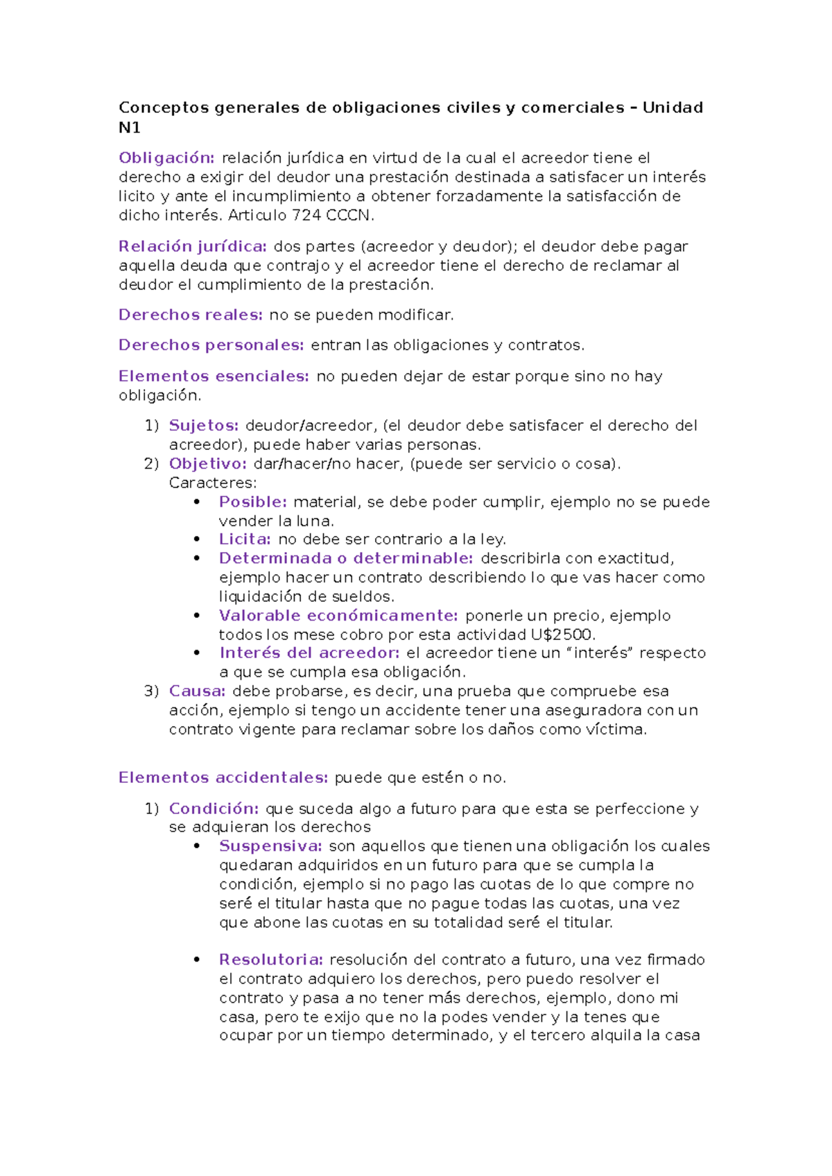 Resumen obligaciones y contratos - Conceptos generales de obligaciones ...